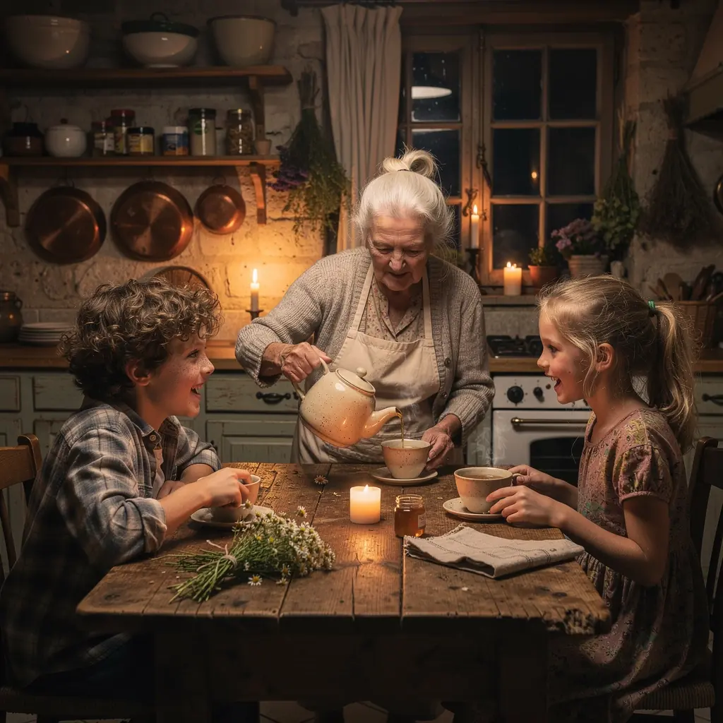 Infusion de thГ© Г  la camomille dans une thГ©iГЁre en verre Г©lГ©gante.