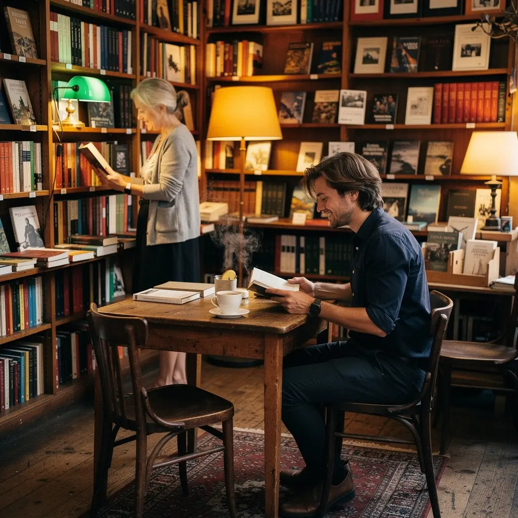 Une vue apaisante d'une fenêtre avec une tasse de thé à la camomille et une bougie allumée.